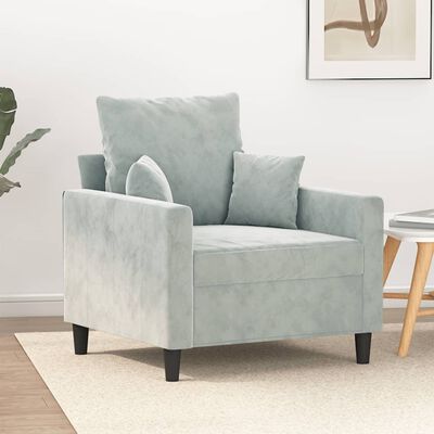 vidaXL Fotelj svetlo siv 60 cm žamet