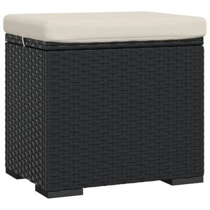vidaXL Tabure z blazino črn 40x30x40 cm poli ratan