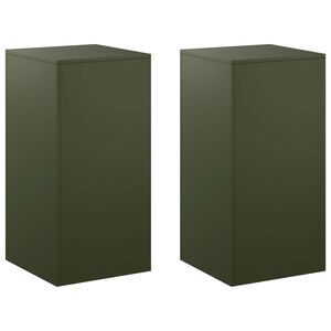 vidaXL Stojalo za rastline 2 pcs Olivno zelena 40 x 40 x 80 cm Jeklo