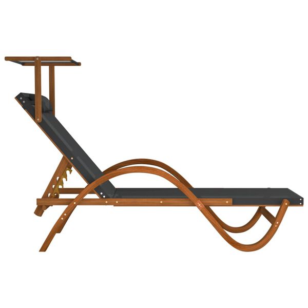 vidaXL Ležalnik z nadstre&scaron;kom siv tekstil in trden topolov les