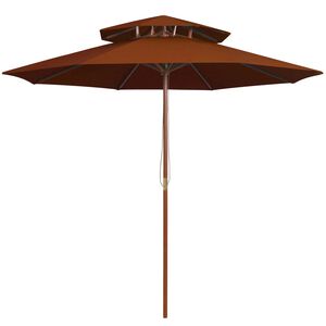 vidaXL Dvojni senčnik z lesenim drogom terakota 270 cm