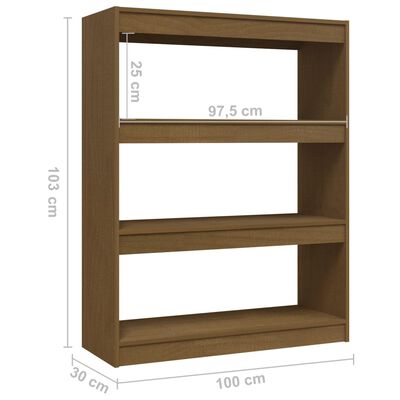 vidaXL Knjižna omara za razdelitev prostora medeno rjava 100x30x103 cm