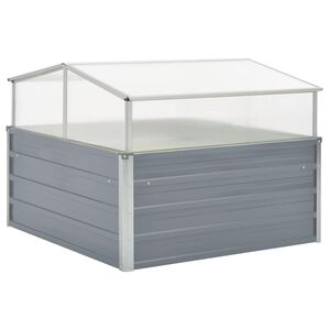 vidaXL Rastlinjak 100x100x85 cm pocinkano jeklo sive barve