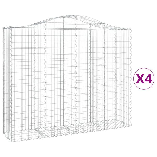 vidaXL Obokane gabion košare 4 kosi 200x50x160/180 cm pocinkano železo
