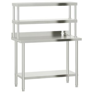 vidaXL Kuhinjska delovna miza s polico 110x55x150 cm nerjaveče jeklo