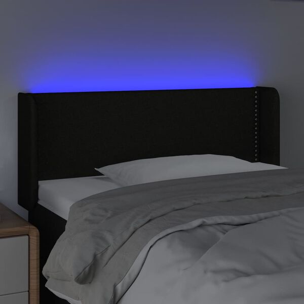 vidaXL LED posteljno vzglavje črno 93x16x78/88 cm blago