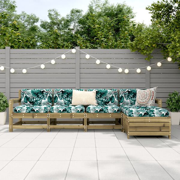 vidaXL Vrtna sedežna garnitura 5-delna impregnirana trdna borovina