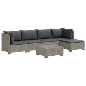 vidaXL 6 kos Ratan lounge set s blazinami GENDT Naravni rattan