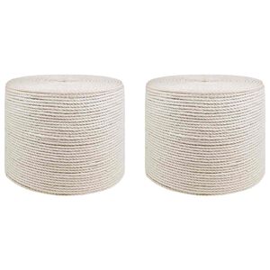 vidaXL Vrv iz jute 2 kos 2 mm Bela 100% Tossa jute
