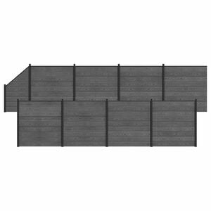 vidaXL Komplet ograj 9 kos 1484 x 186 cm WPC in aluminij Siva