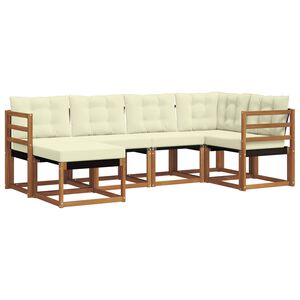vidaXL Zunanja garnitura za sedenje z blazino 6 pcs Naravna in smetana