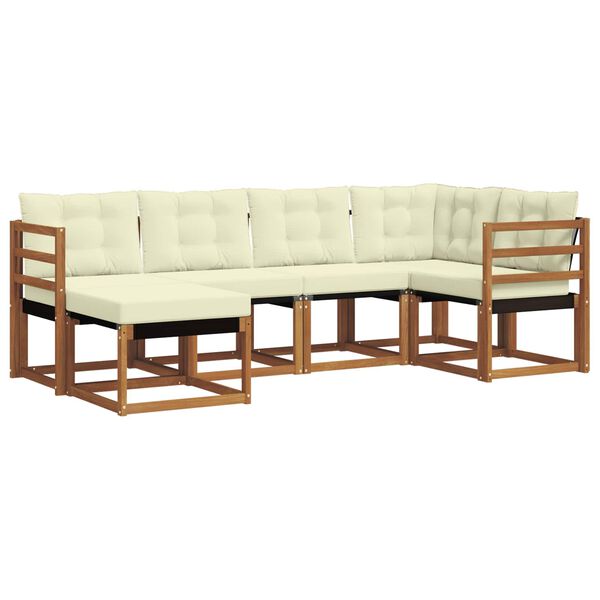 vidaXL Zunanja garnitura za sedenje z blazino 6 pcs Naravna in smetana