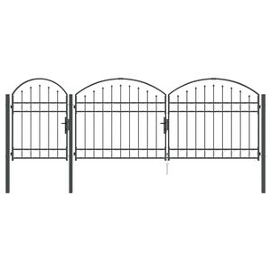 vidaXL Ograjna vrata z ukrivljenim vrhom ASSEN 4 x 1,25 m Jeklo Siva