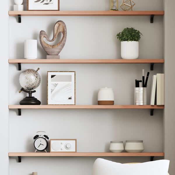 vidaXL Stenska polica svetlo rjava 100x10x2 cm trdna hrastovina