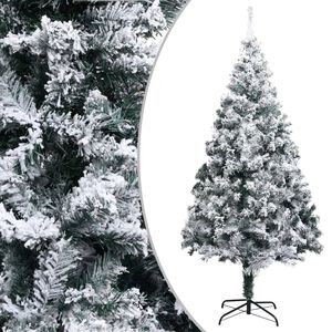 vidaXL Umetna novoletna jelka s snegom zelena 210 cm PVC