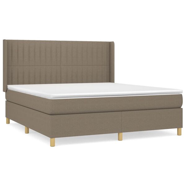 vidaXL Box spring postelja z vzmetnico taupe 160x200 cm blago