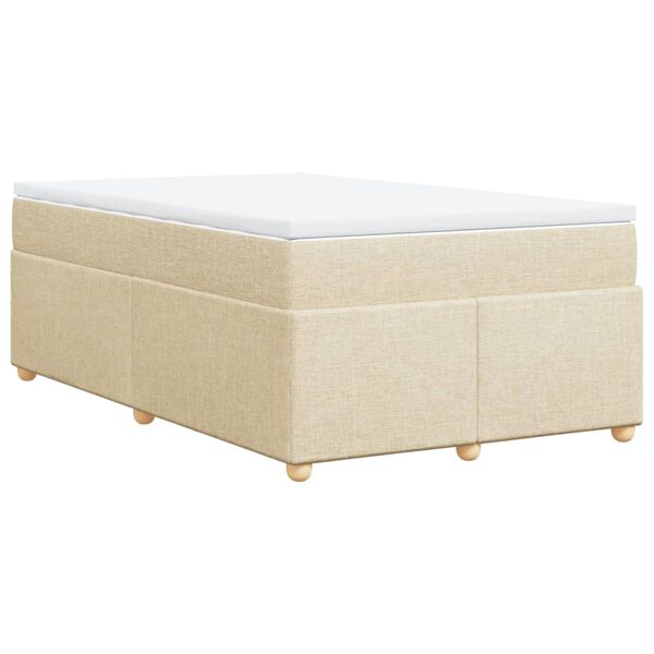 vidaXL Box spring postelja z vzmetnico krem 120x190 cm blago