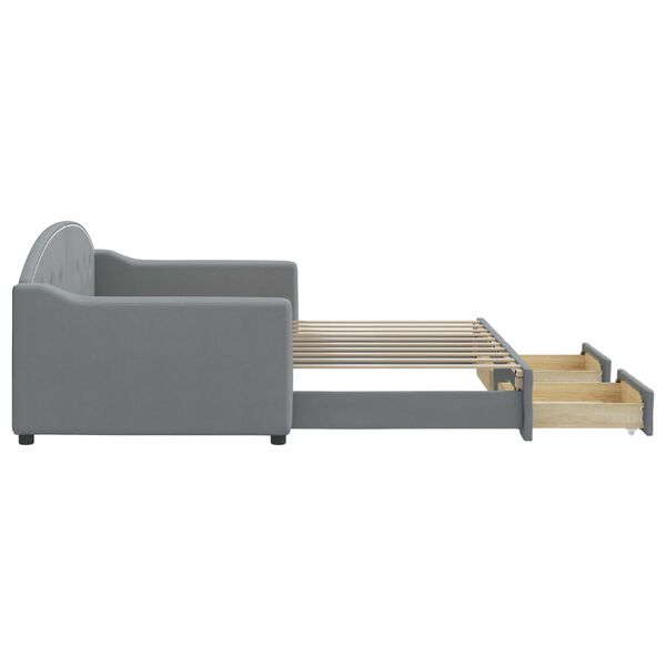 vidaXL Izvlečna dnevna postelja s predali svetlo siva 90x190 cm blago