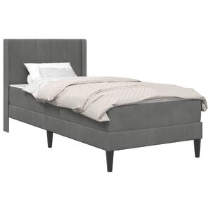 vidaXL Posteljni okvir z vzmetnico Temno siva 90 x 190 cm Žamet
