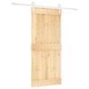 vidaXL Drsna vrata Naravna in bela 90 x 210 cm Masiven borov les