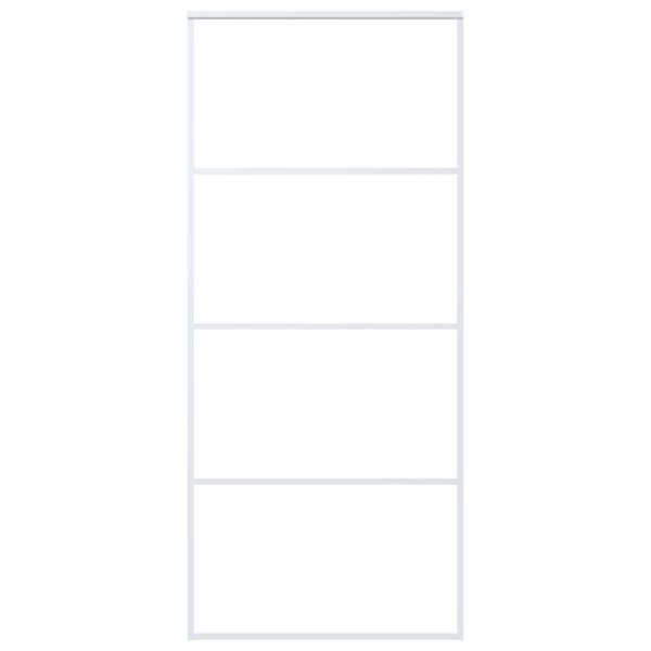 vidaXL Drsna vrata ESG steklo in aluminij 90x205 cm bela