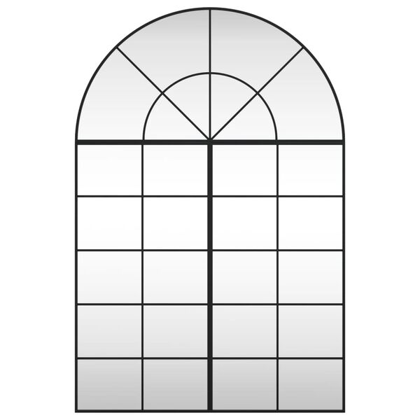 vidaXL Stensko ogledalo črno 100x150 cm obokano železo