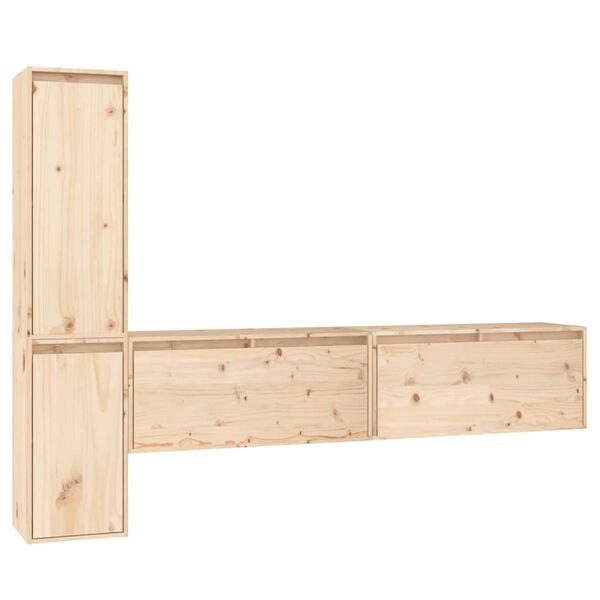 vidaXL TV omarica 4 kosi trdna borovina