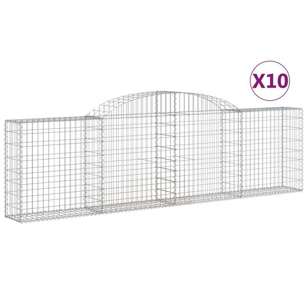 vidaXL Obokane gabion košare 10 kosa 300x30x80/100 cm pocinkano železo