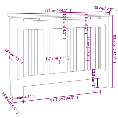 vidaXL Pokrov za radiator antraciten 112x19x81,5 cm mediapan