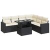 vidaXL Vrtna sedežna garnitura 7-delna z blazinami črn poli ratan