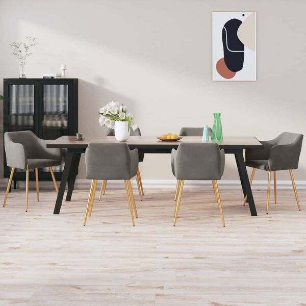 vidaXL Jedilni stoli 6 kosov temno siv žamet