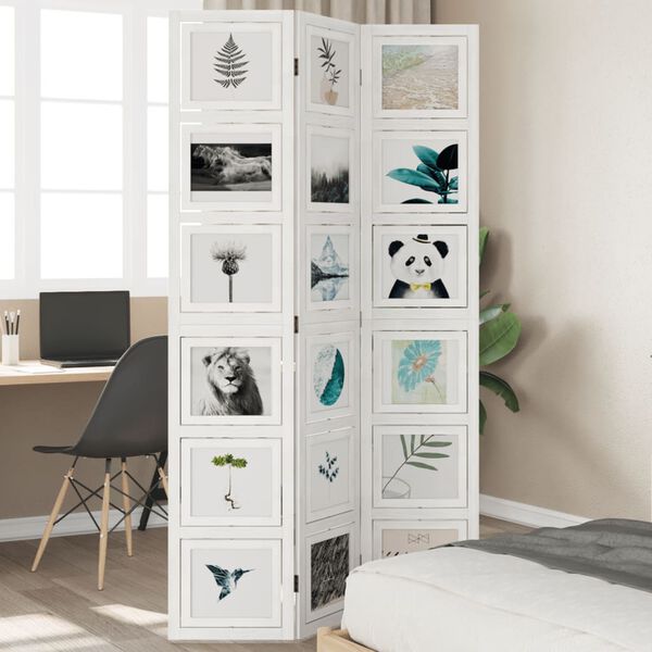 vidaXL Paravan 3-delni bel trden les pavlovnije