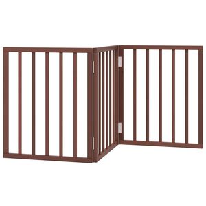 vidaXL Vrata za pse zložljiva 3 paneli rjava 150 cm topolovina