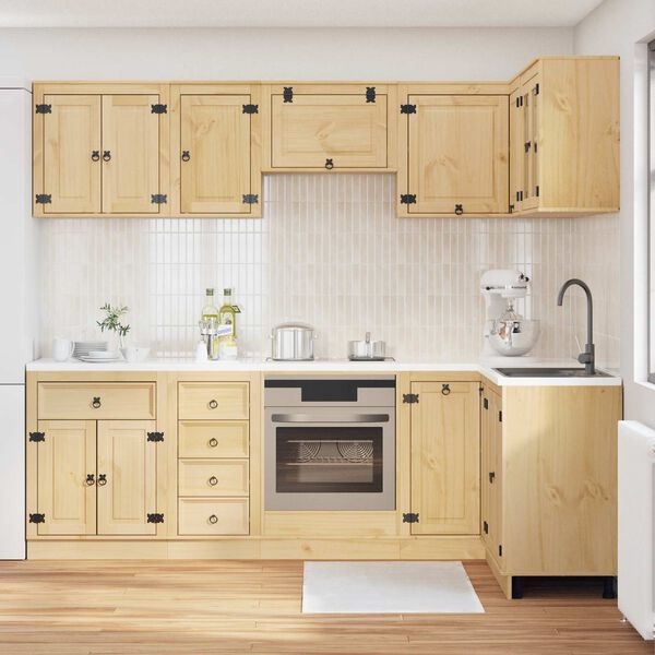 vidaXL Za omarice s polico SKI 10 pcs Medeno Rjava Masivno borovo les