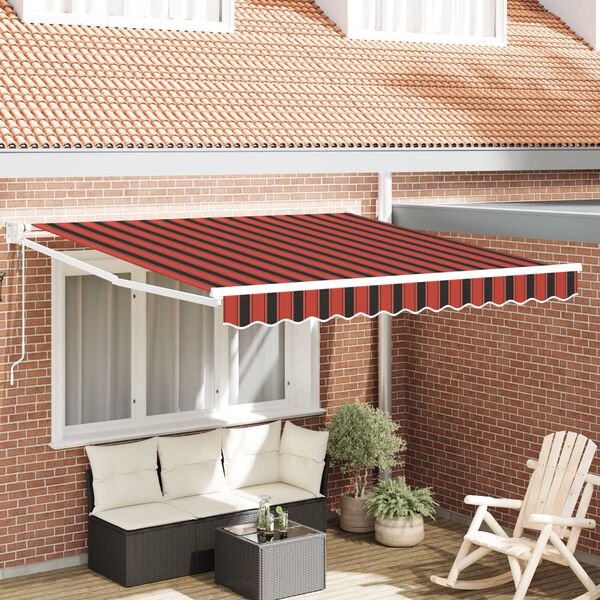 vidaXL Retraktilna tenda Črtasto Oranžna in Rjava 300 x 250 cm