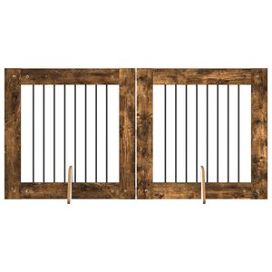 vidaXL Vrata za pse z stojali 2 pcs Dimljen hrast 80 x 80 cm