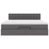 vidaXL Otomanski posteljni okvir z vzmetnico siv 180x200 cm um. usnje