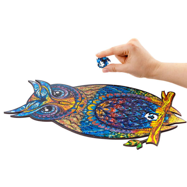 UNIDRAGON Lesena sestavljanka 186-delna Charming Owl 21x35 cm