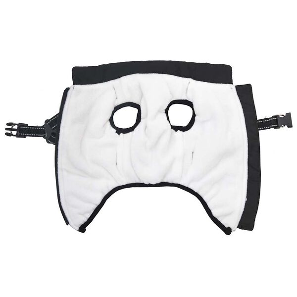 vidaXL Pasji pla&scaron;č s pasom Nepremočljiv odsevni črn L32