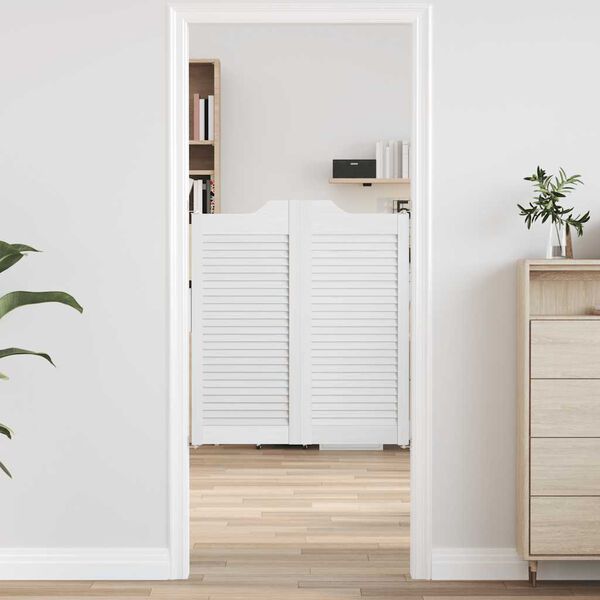 vidaXL Swing Vrata z odprtinami, 1 par, bela 90x80 cm