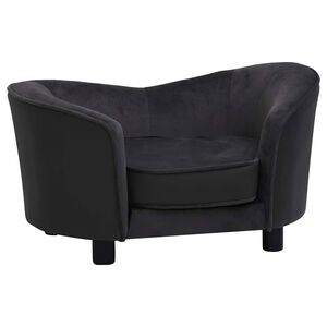 vidaXL Pasji kavč črn 69x49x40 cm iz pli&scaron;a in umetnega usnja