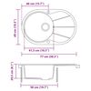 vidaXL Enojno ovalno kuhinjsko pomivalno korito iz granita črno