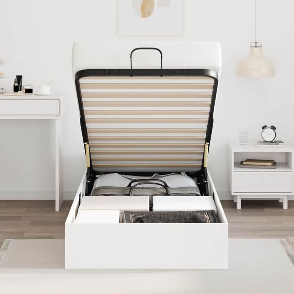 vidaXL Ottomanska postelja Bela 80,5 x 200 cm Konstruirano leseno