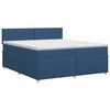 vidaXL Postelja boxspring z vzmetnico Modra 200 x 200 cm Blago
