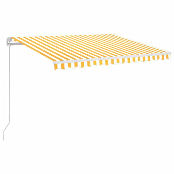 vidaXL Ročno zložljiva tenda z LED lučmi 350x250 cm rumena in bela