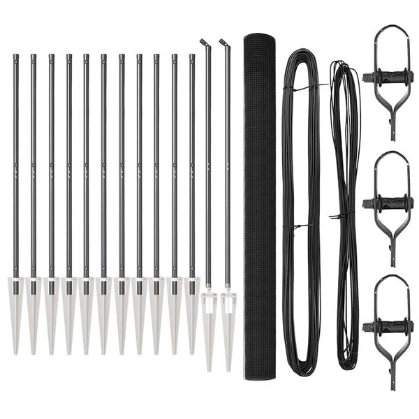 vidaXL Steber ograje. Siva 25 x 1,6 m (25 x 25 mm mreža) Jeklo in PVC