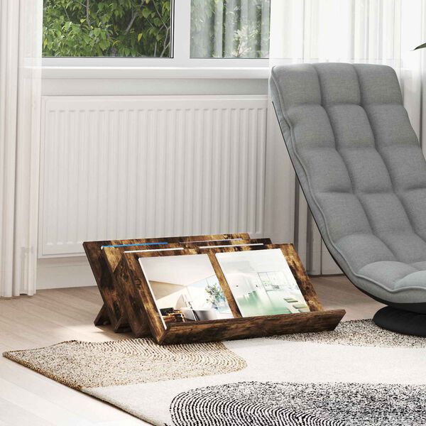 vidaXL Regal za revije Dimljeni oreh 65 x 53 x 28,5 cm Konstruiran les