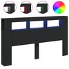 vidaXL LED posteljno vzglavje črno 180x18,5x103,5 cm inženirski les