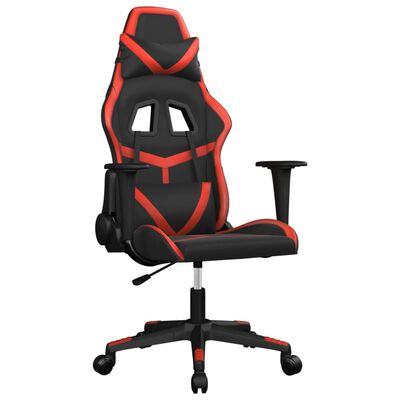 vidaXL Masažni gaming stol črno in rdeče umetno usnje