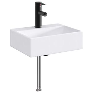 vidaXL Umivalnik s pipa in odtokom Mat črna 39 x 30,5 x 12,5 cm